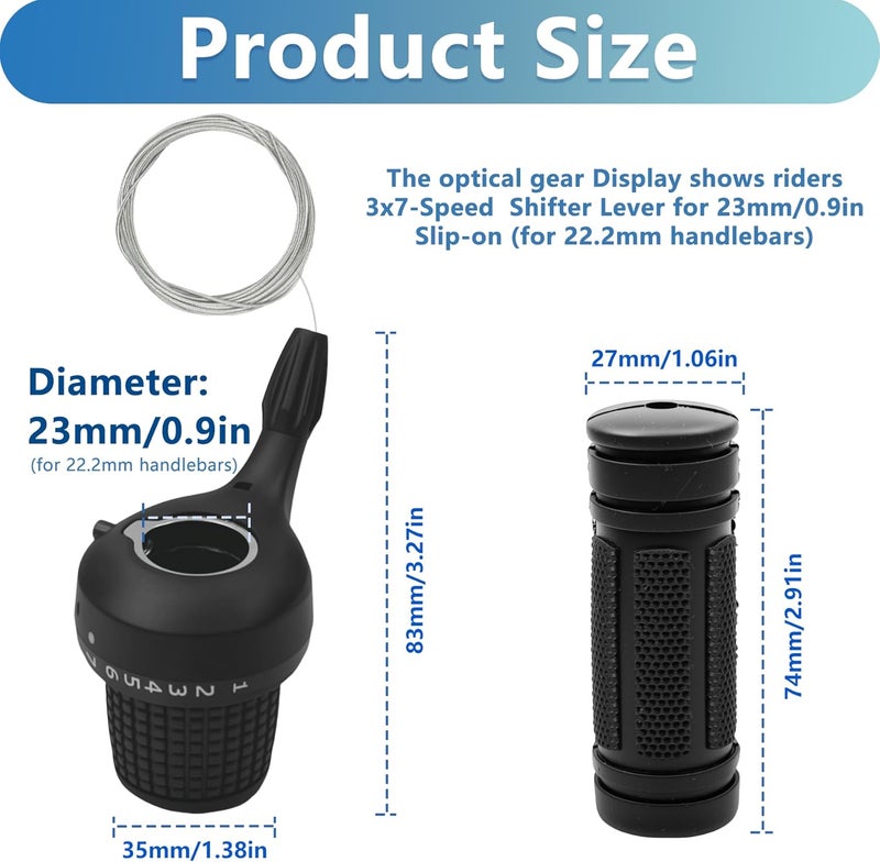 PATHGNAR 7 Speed Shifter Lever, Bicycle Twist Grip Lever 21 Speed Bike Shifter for MTB Mountain Bike 1 Pair - Image 3